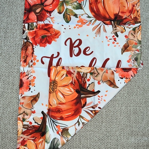 NIP Fall Yard Outdoor Be Thankful Always Pumpkin & Florals Double Sided - Picture 3 of 3